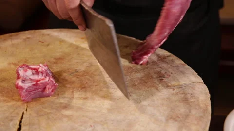 The chef processed and chopped the ribs (6) Stock Footage 202162173