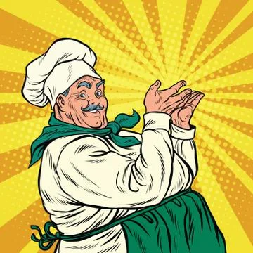 Chef professional pose presenting Stock Illustration