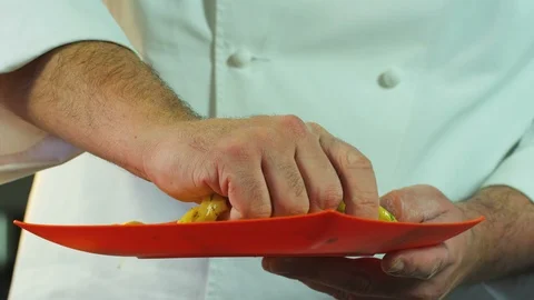 Chef Put Chicken In Pan Stock Footage 125985449