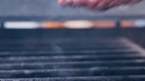Chef puts a delicious piece of meat on the grill Vidéo 107546177
