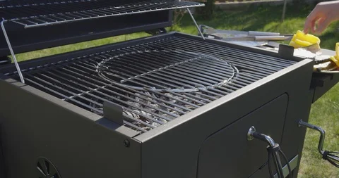  Chef Puts Eggplant On The Grill Stock Footage 107325682