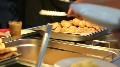 Chef puts food in the dining room Stock Footage