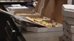 Domino's Pizza box rotating dark backgro, Stock Video