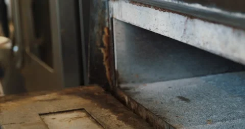 Chef puts pizza to bake inside special oven. Italian restaurant working. Stock Footage 133243089