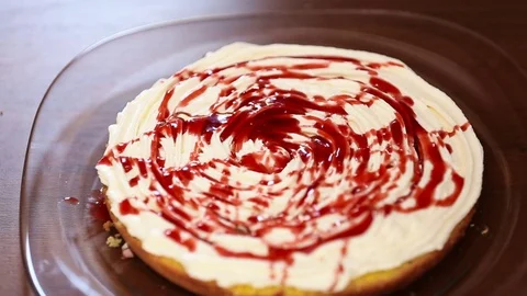 Chef puts on top of the cake Stock Footage 70515857