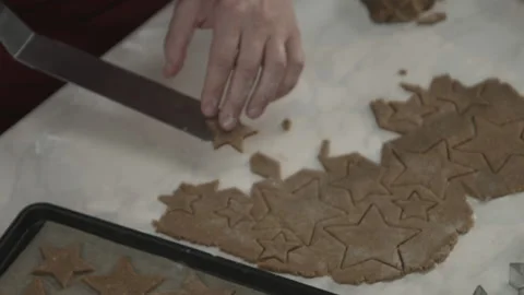 Chef Putting Biscuit on Baking Plate with Spatula Stock Footage 164018397
