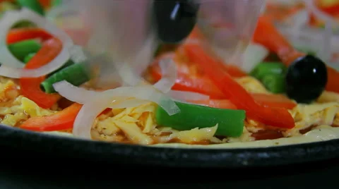 Chef putting olives on pizza Stock Footage 41925012