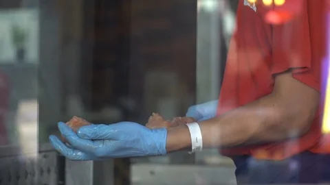 Chef is putting raw meat on grill. Barbecue meat preparing on grill, close up. Stock Footage 97659752
