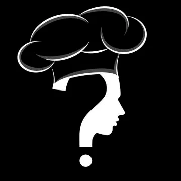 Chef, question mark human head symbol Stock Illustration