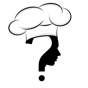 Chef, question mark human head Stock Illustration