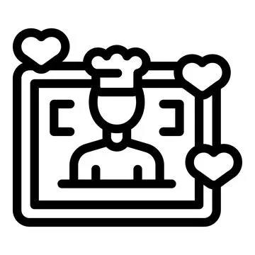 Chef receiving positive feedback online with hearts surrounding his photo Stock Illustration