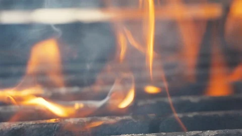 Chef removes beef or pork meat patties for hamburgers on a barbecue grill Stock-Footage 107531998