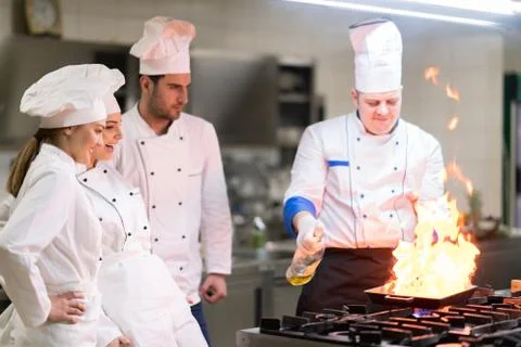 Chef in restaurant kitchen Stock Photos