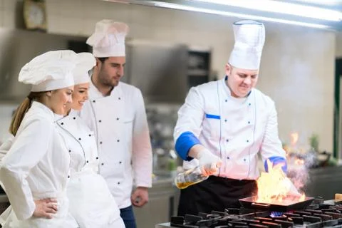 Chef in restaurant kitchen Stock Photos