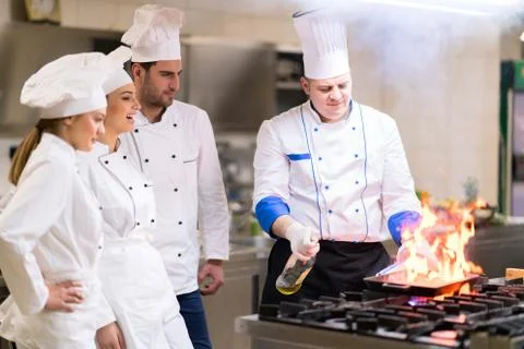 Chef in restaurant kitchen Stock Photos