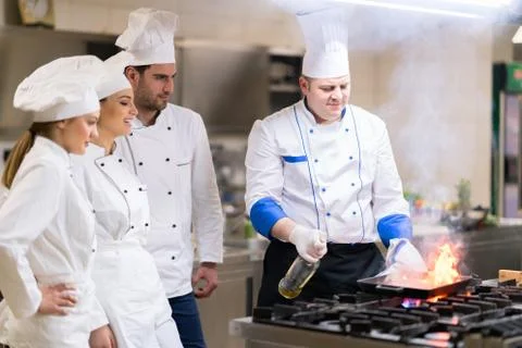 Chef in restaurant kitchen Stock Photos