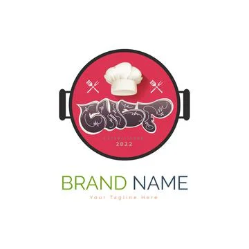 Chef restaurant logo template design Stock Illustration