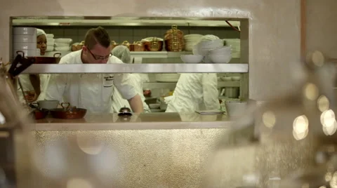 Chef ringing service bell at kitchen counter. Stock Footage 64118396