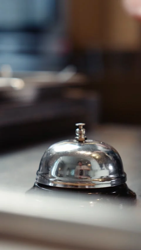 Chef Ringing Service Bell to Signal Order Is Ready Stock Footage 341404206