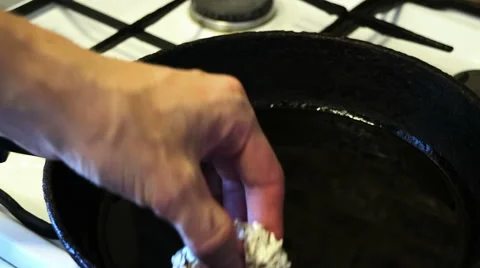 Chef roasting chicken in oil.  Stock Footage 68895423