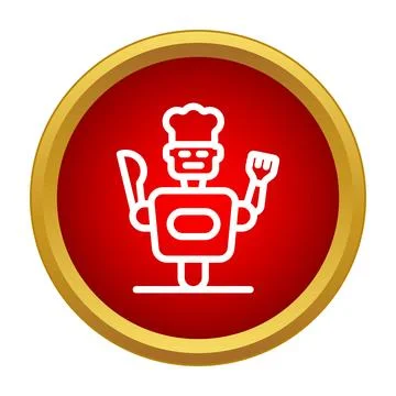 Chef robot icon illustrating kitchen automation technology Stock Illustration