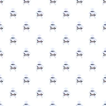 Chef robots cooking kitchen food seamless pattern background イラスト素材