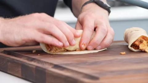 Chef Rolling Breakfast Tacos Stock Footage 271600900