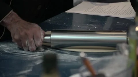 Chef Rolling Dough Video stock 317472564