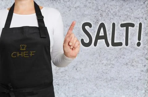 Chef with salt background concept template Stock Photos