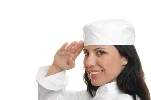 Chef Saluting on white Stock Photos