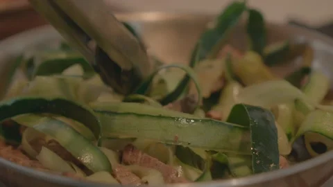 Chef Sautees Vegetables in a Pan. Stock Footage 149631026