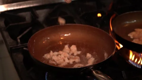 Chef Sautéing Shrimp Stock Footage 318303576
