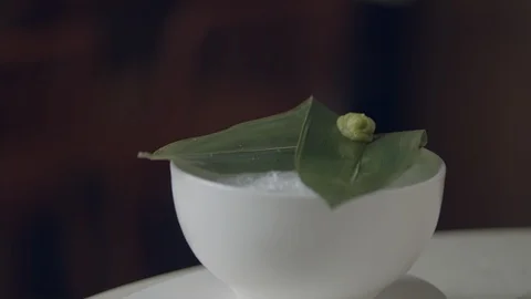 Chef At A Seafood Restaurant Is Preparing Scallop Sashimi And Serving It On Ice Video stock 113404203