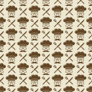 Chef seamless pattern design - kitchen seamless texture Stock Illustration