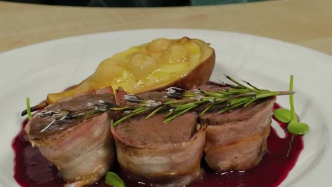 Chef sears a dish with a gas burner 库存影片 306804121