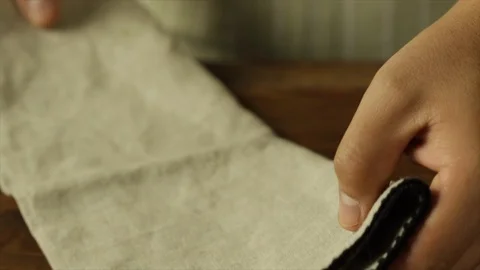 Chef Separating Herbs Leaves and Drying Them Out Stock Footage 86135010