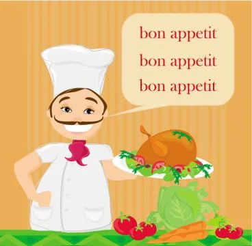 Chef serves turkey Stock Illustration
