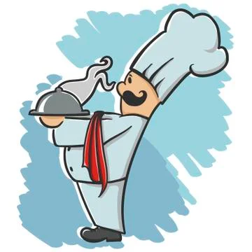 Chef serving the dish Stock Illustration