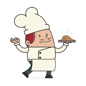 Chef serving food on a plate Stock Illustration