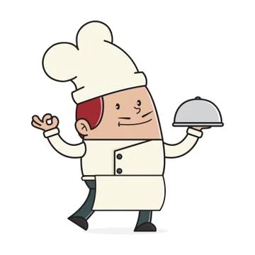 Chef serving food on a tray Stock Illustration