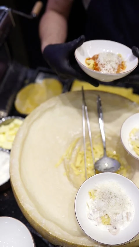 Chef Serving Fresh Pasta Dish to Customer in Restaurant Stock Footage 294807331