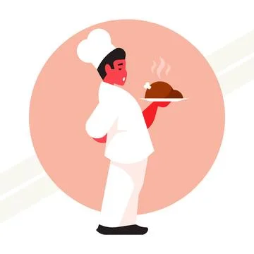 Chef-serving-a-meal Stock Illustration