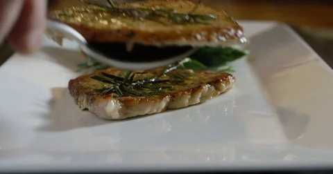 Chef Serving Meat Dish Stock Footage 79448331