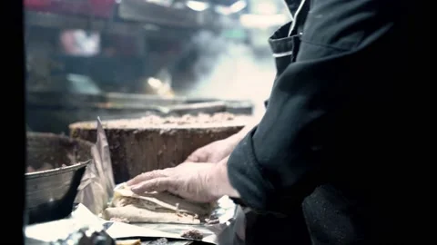 Chef serving several delicious Mexican tacos Stock Footage 186984095