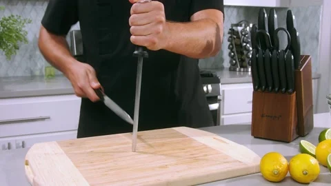 Chef sharpen knife Stock Footage 221567751