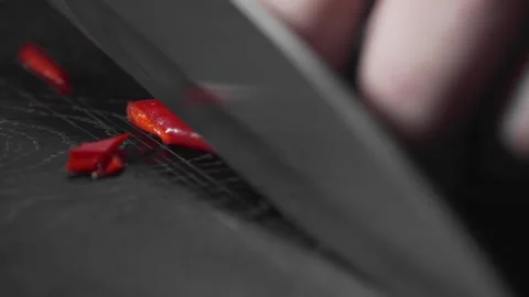 Chef shreds pepper for vegetable salad Stock Footage 143779528