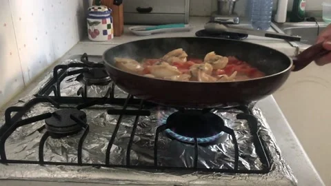 Chef Shuffle's The Pan With During Cooking Stock Footage 130916125