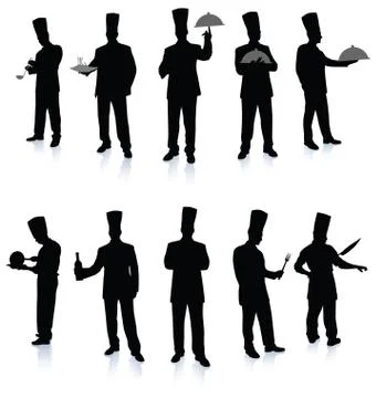 Chef silhouette collection Stock Illustration