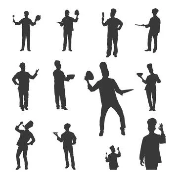 Chef silhouettes, Chef silhouette set, Chef silhouette. Stock Illustration