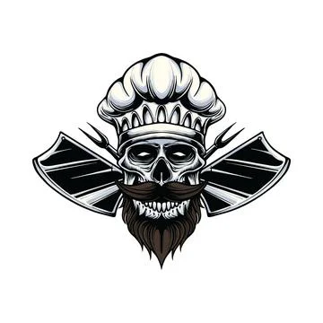Chef skull graphic illustration vector art t-shirt design Stock Illustration